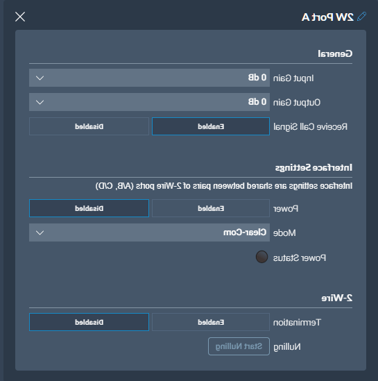 2-wire port settings